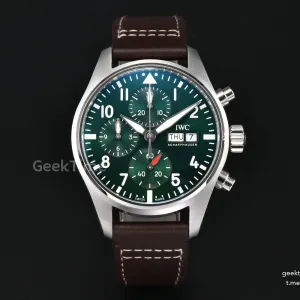 Pilot Chrono IW388103 APSF 41mm Green Dial Brown Leather Strap Clone SA69385