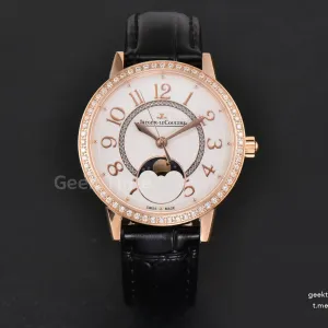 Rendez-Vous Moon 34mm RG GF Diamond White Textured Dial Black Leather Strap A935