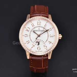 Rendez-Vous Night & Day 34mm APSF RG Diamond White Textured Dial Brown Leather Strap A898