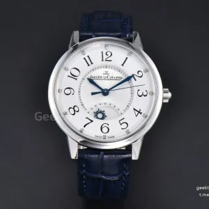 Rendez-Vous Night & Day 34mm APSF White Textured Dial Blue Leather Strap A898