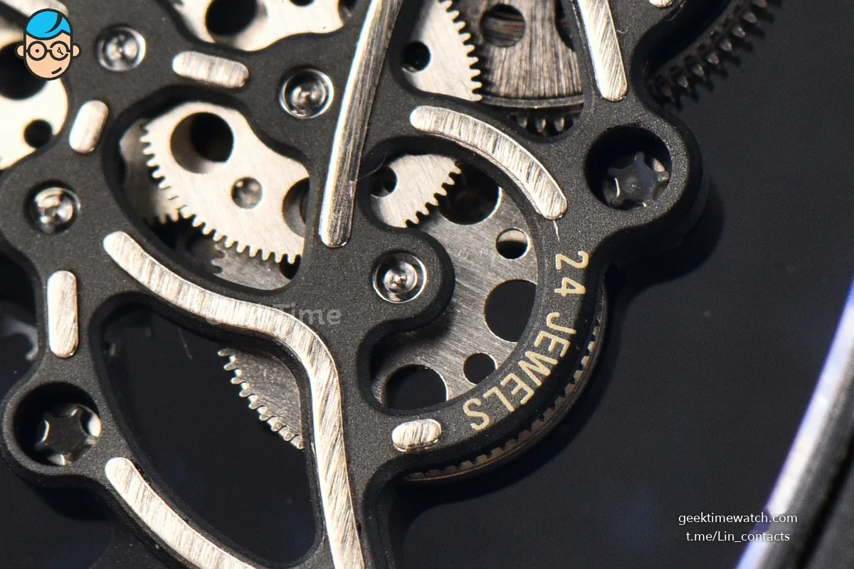 RM055 Ceramic APSF 42.7mm Black Bezel Black Skeleton Dial Black Crown on Black Rubber Strap RMUL2