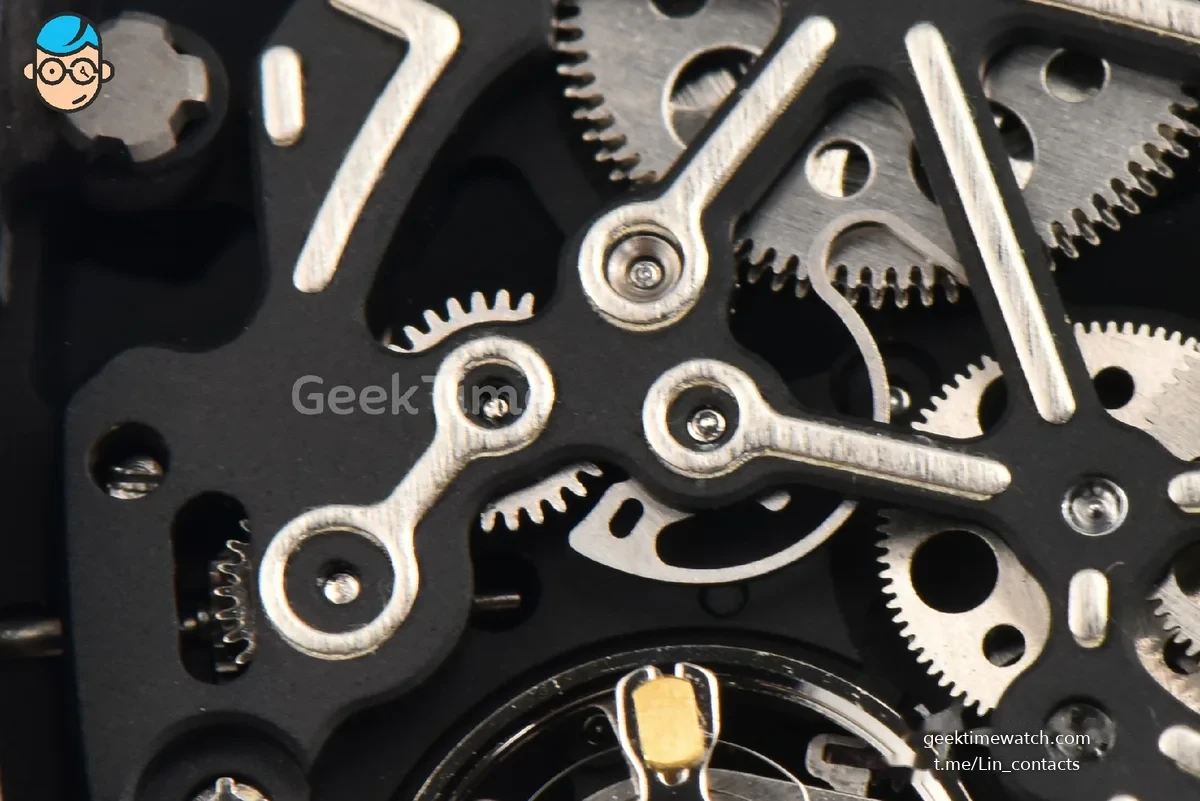 RM055 NTPT APSF 42.7mm Black Bezel Blue Skeleton Dial Blue Crown on White Rubber Strap RMUL2