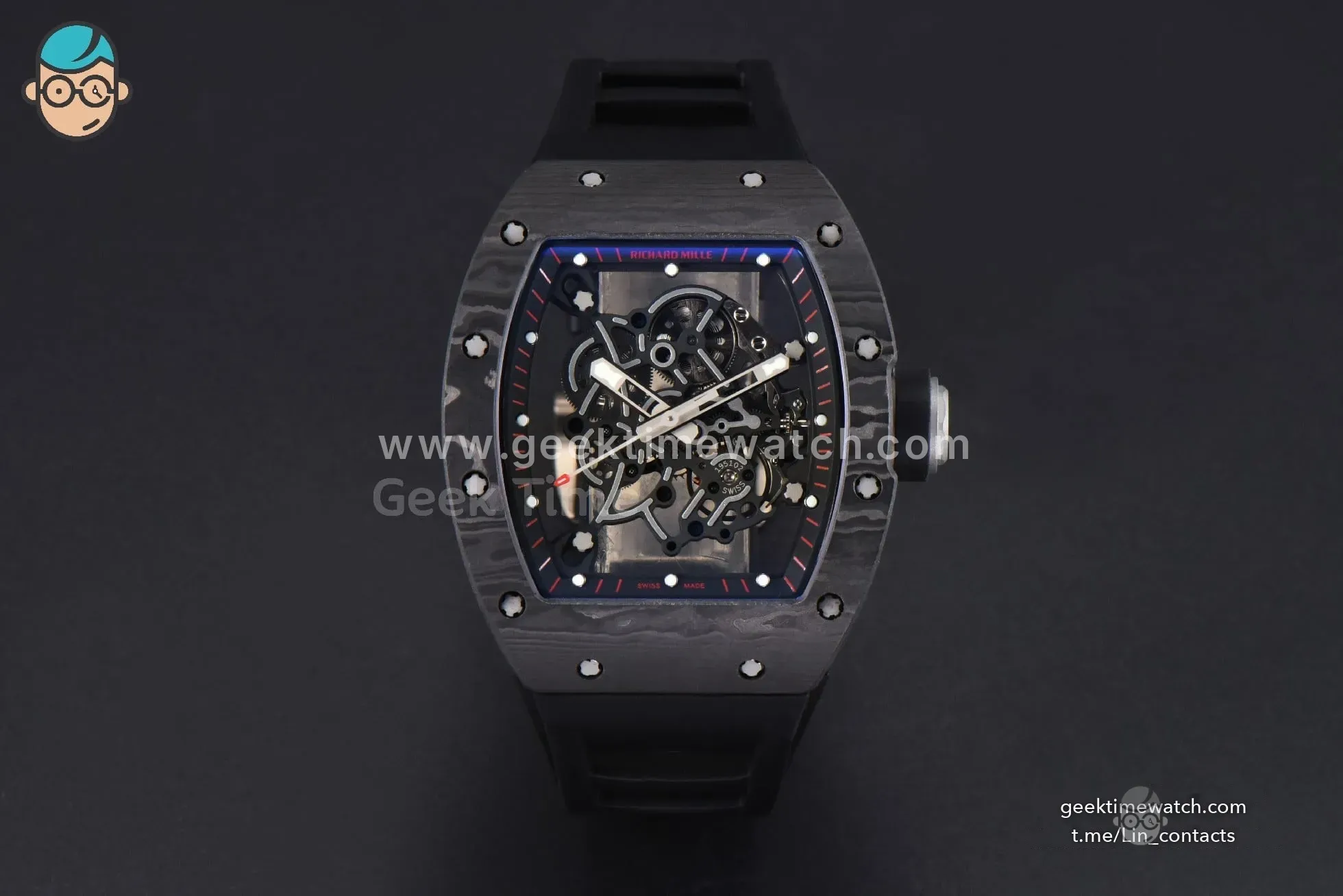 RM055 NTPT ZF Black Bezel Black Crown on Black Rubber Strap RMUL2 Super Clone V6