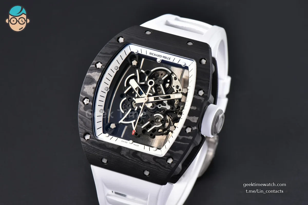 RM055 NTPT ZF White Bezel White Crown on White Rubber Strap RMUL2 Super Clone V6