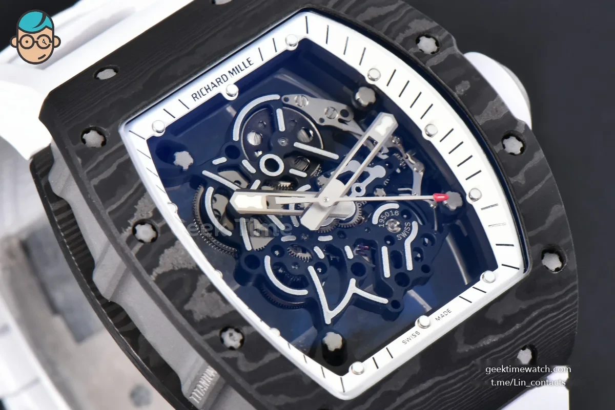 RM055 NTPT ZF White Bezel White Crown on White Rubber Strap RMUL2 Super Clone V6