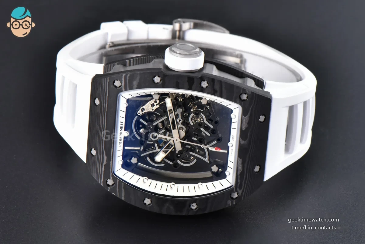 RM055 NTPT ZF White Bezel White Crown on White Rubber Strap RMUL2 Super Clone V6