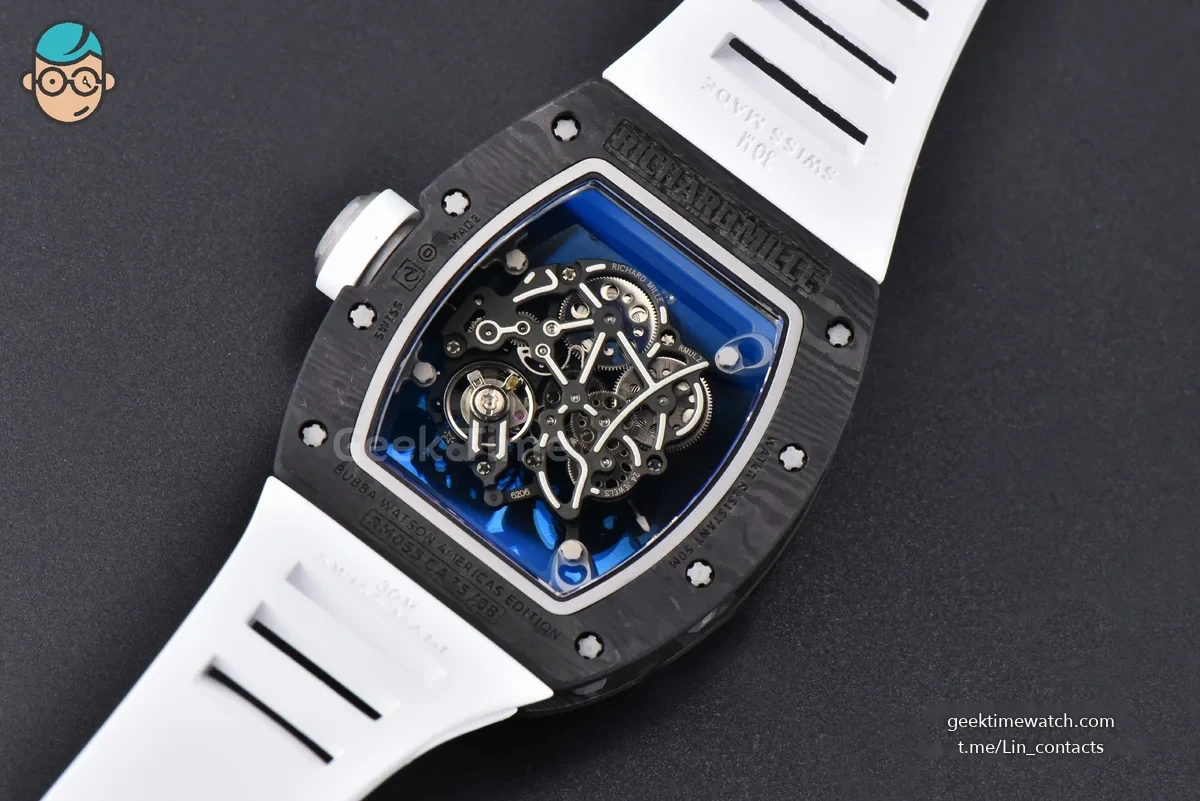 RM055 NTPT ZF White Bezel White Crown on White Rubber Strap RMUL2 Super Clone V6