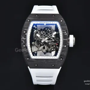 RM055 Ti Case APSF 42.7mm White Skeleton Dial Black Bezel White Crown White Rubber Strap RMUL2