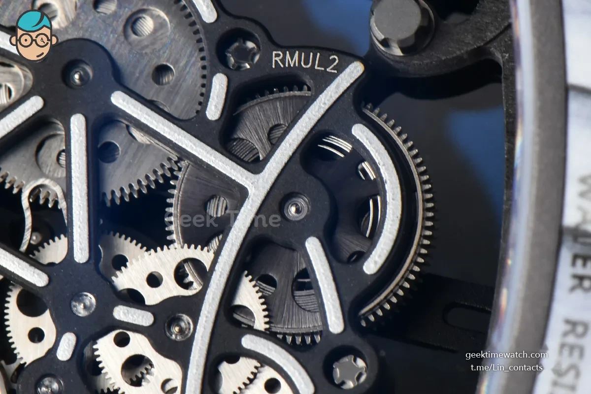 RM061 NTPT ZF 43mm White Bezel Black Skeleton Dial Black Crown on Black Rubber Strap RMUL2
