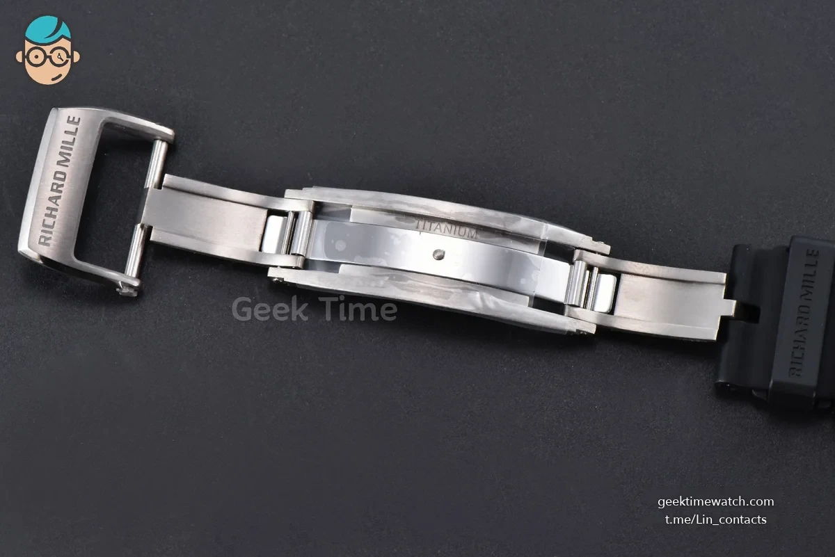 RM061 NTPT ZF 43mm White Bezel Black Skeleton Dial Black Crown on Black Rubber Strap RMUL2