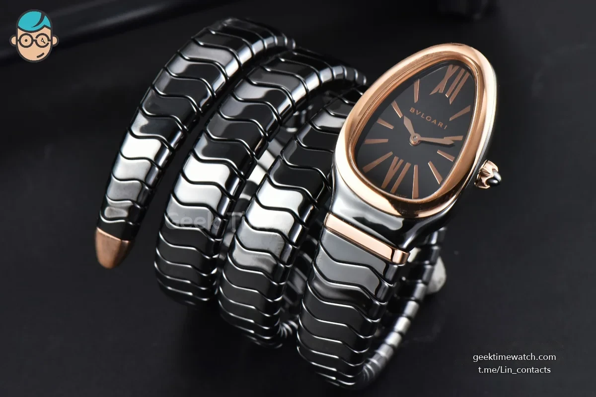 Serpenti Spiga RG 35MM BVF Polycyclic Black Ceramic Black Dial Quartz