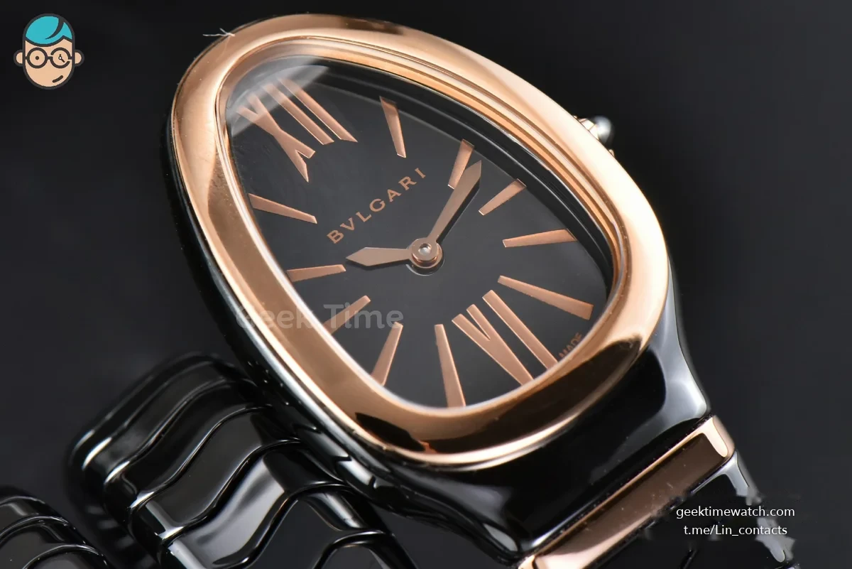 Serpenti Spiga RG 35MM BVF Polycyclic Black Ceramic Black Dial Quartz