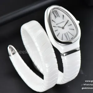 Serpenti Spiga SS 35MM BVF White Ceramic White Dial Quartz