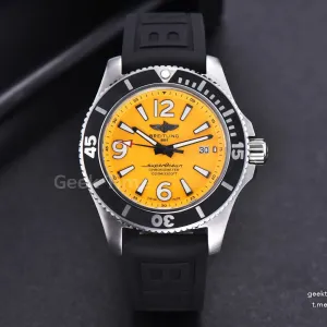 Superocean Automatic TF 44MM Yellow Dial Black Rubber Strap A2824