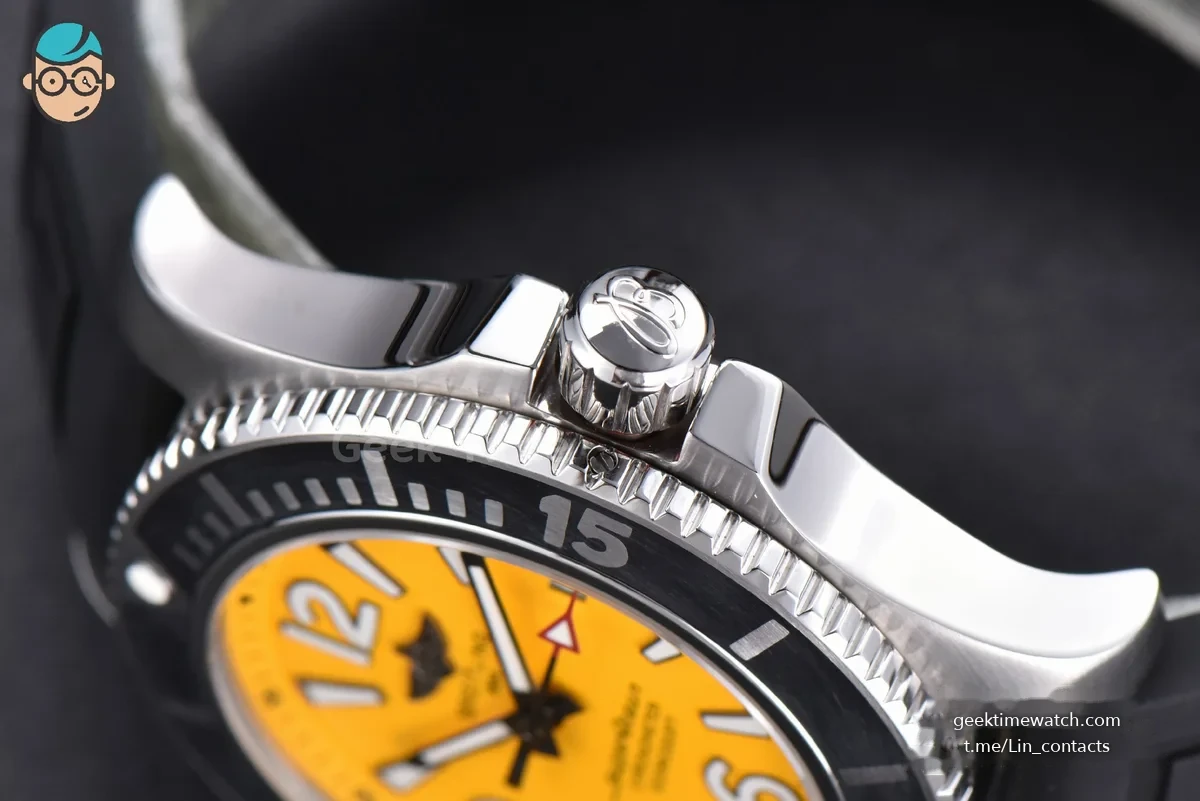 Superocean Automatic TF 44MM Yellow Dial Black Rubber Strap A2824