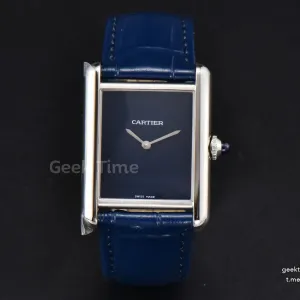Tank Must Large 33.7×25.5mm K11F Blue Dial Blue Leather Strap Quartz