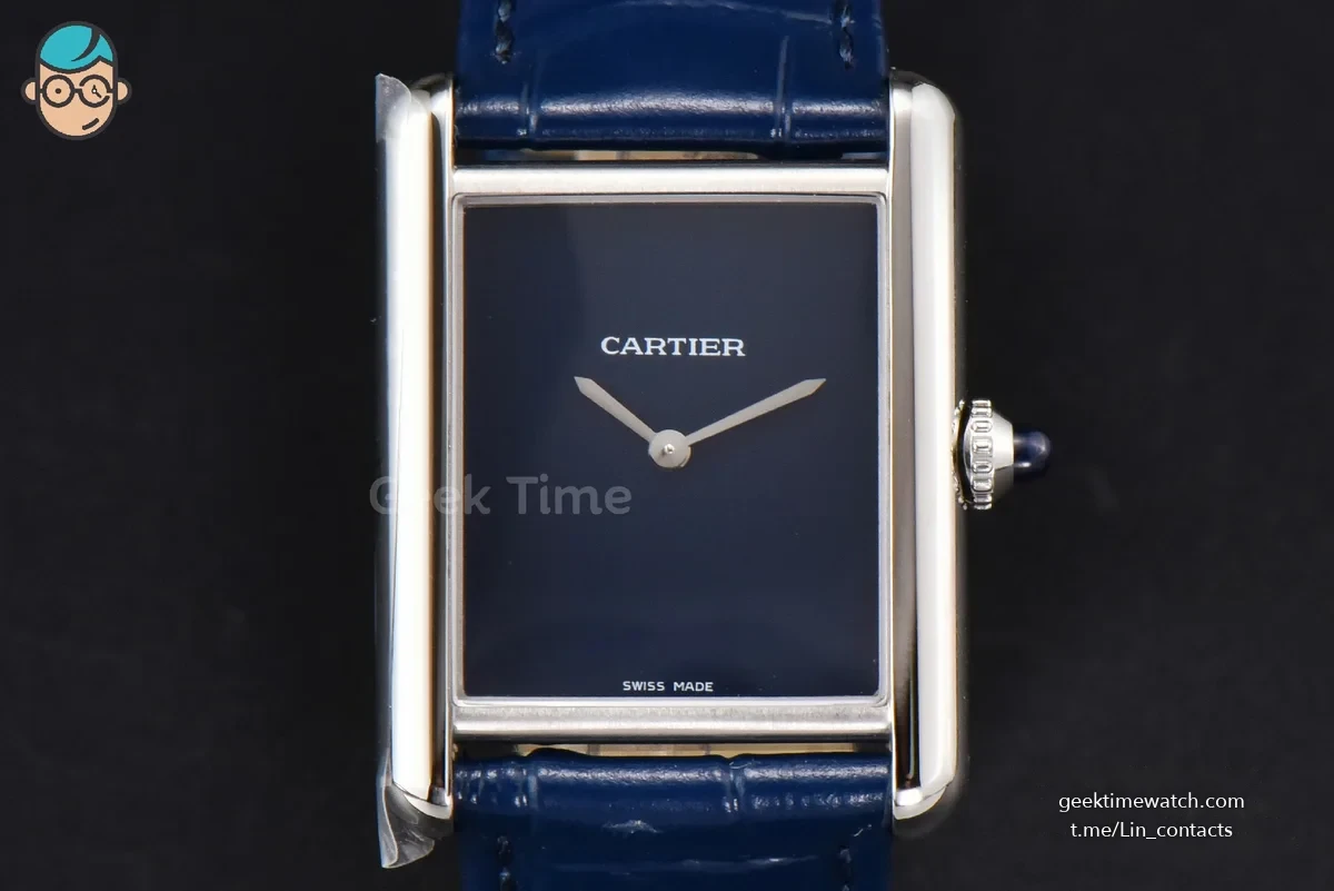Tank Must Large 33.7×25.5mm K11F Blue Dial Blue Leather Strap Quartz