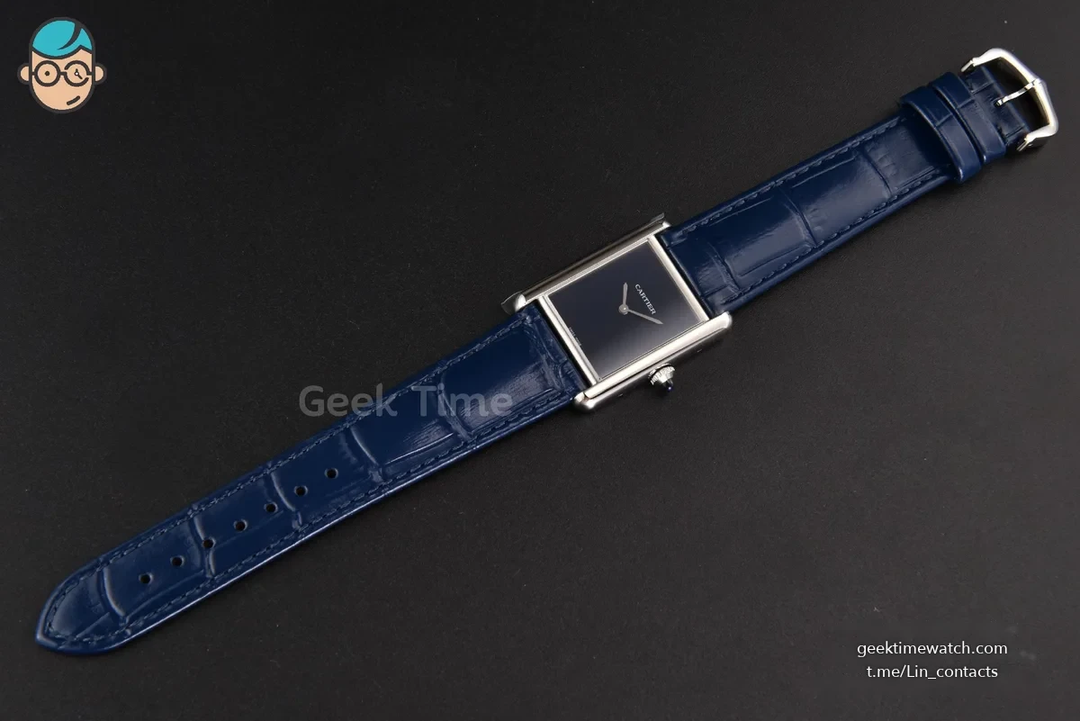 Tank Must Large 33.7×25.5mm K11F Blue Dial Blue Leather Strap Quartz