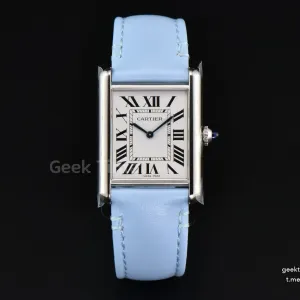 Tank Must Large 33.7×25.5mm K11F White Dial Blue Smooth Calf Strap Quartz