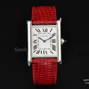 Tank Must Large 33.7×25.5mm K11F White Dial Red Croc Texture Strap Quartz