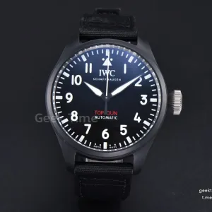 Top Gun IW326901 Ceramic 41mm M+F Black Dial Black Nylon Strap A2892