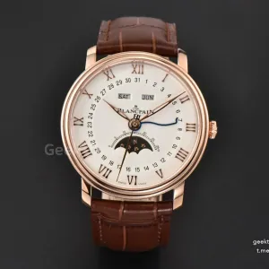Villeret 6654 40mm Complicated Function OMF RG White Dial Brown Leather Strap A6654 V3