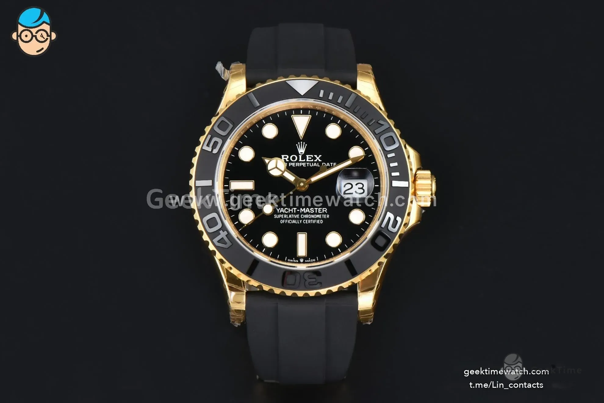 YachtMaster 226658 42mm YG VSF Black Bezel Black Dial Oysterflex Strap VS3235 V2(Tungsten)